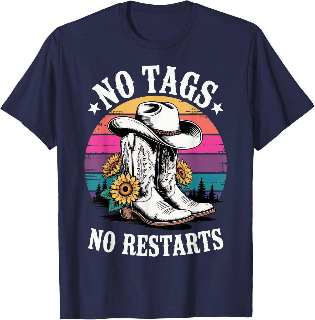No Tags No Restarts Western Country Dancer T-Shirt - Navy Blue