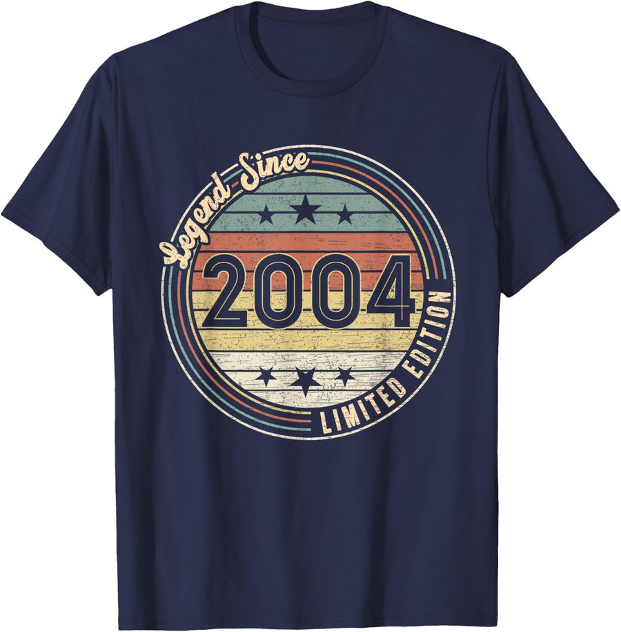 21th Year Old Birthday Gifts Legend 2004 Limited Edition T-Shirt - Navy Blue