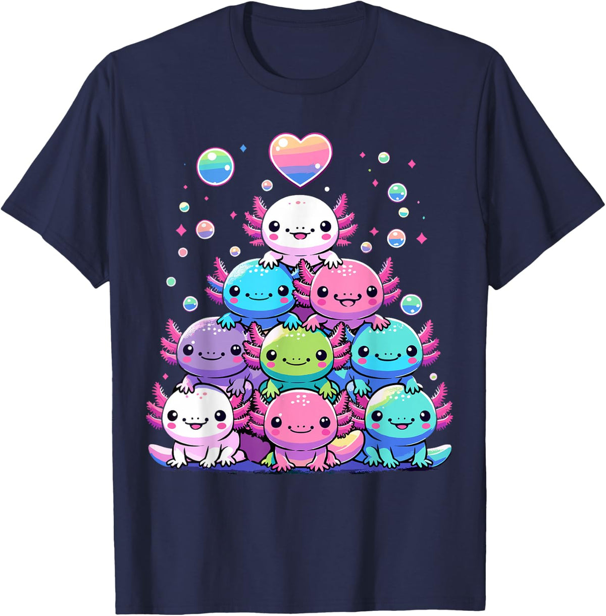 Cute Axolotl Kawaii Axolotl Animals T-Shirt - Navy Blue