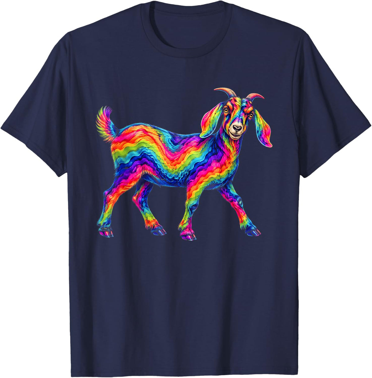 Cute Goat Tie Dye T-Shirt - Navy Blue