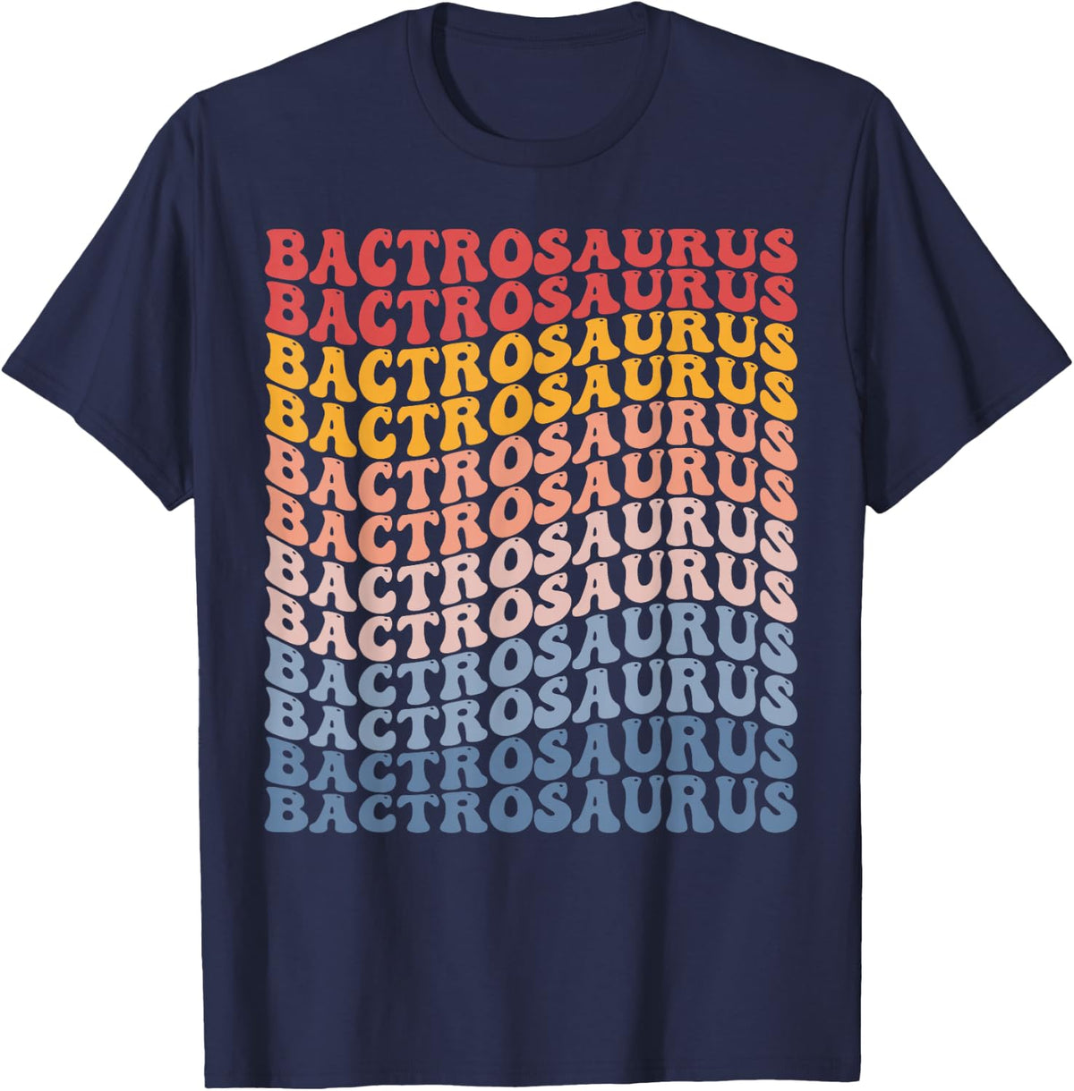 Bactrosaurus Groovy Retro Dinosaur T-Shirt - Navy Blue