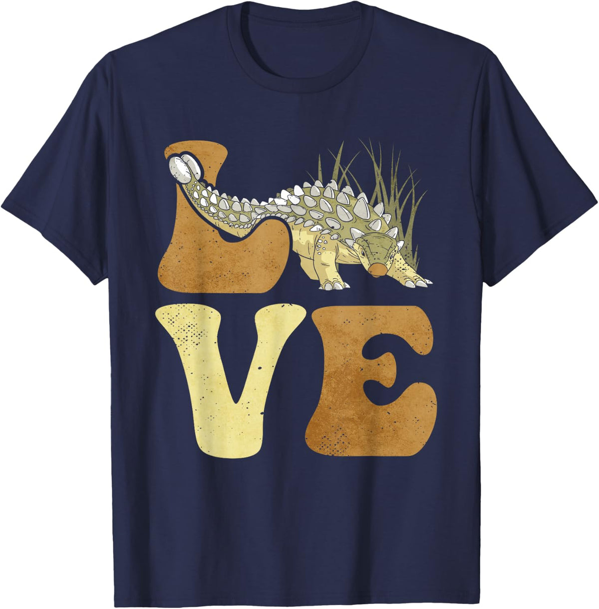 Ankylosaurus Dinosaur Love T-Shirt - Navy Blue