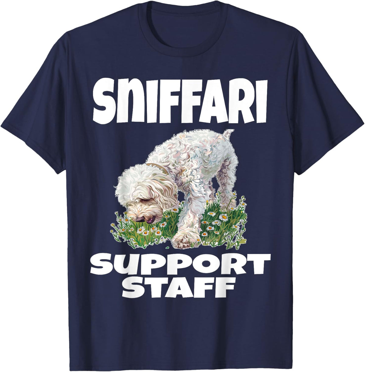 Sniffari Support Staff Funny Labradoodle Dog Lover Puppy Men Women T-Shirt - Navy Blue