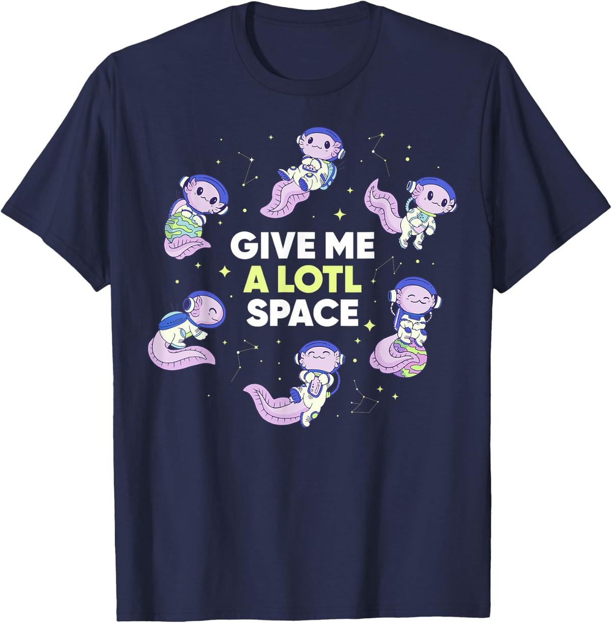 Space Axolotl T-Shirt - Navy Blue