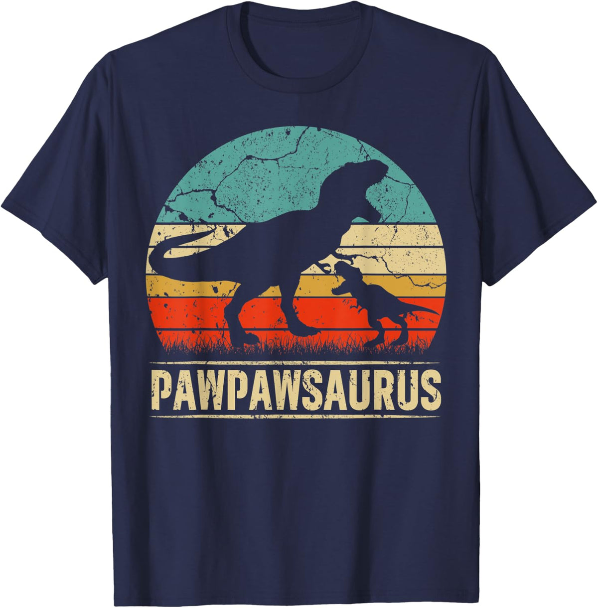 Pawpawsaurus T Rex Dinosaur Pawpaw Saurus Family Matching T-Shirt - Navy Blue