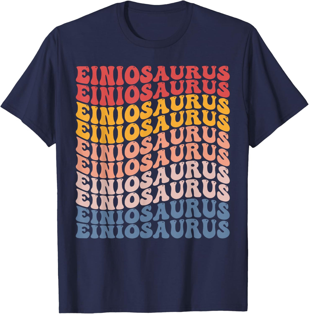 Einiosaurus Groovy Retro Dinosaur T-Shirt - Navy Blue