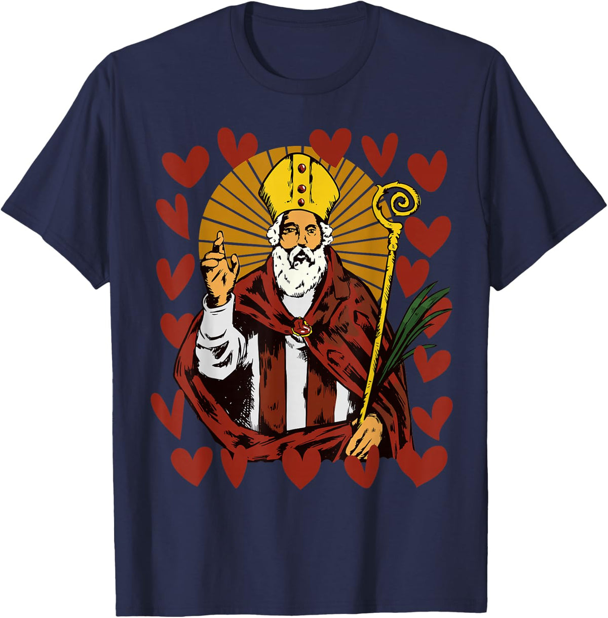 Saint Valentine Catholic St Valentines Day Patron Saint Love T-Shirt - Navy Blue