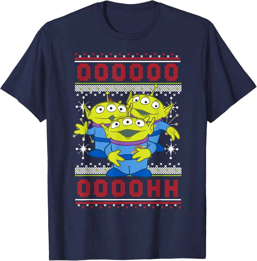 Disney Pixar Toy Story Aliens Ugly Christmas Sweater T-Shirt T-Shirt - Navy Blue