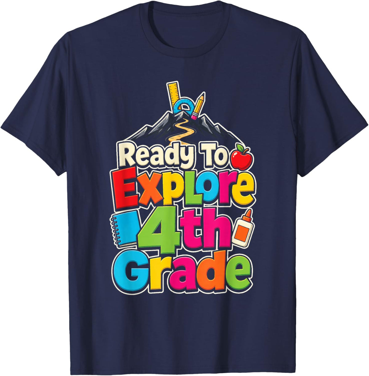 4th Grade Ready to Explore Elementary First Day Gift T-Shirt - Navy Blue