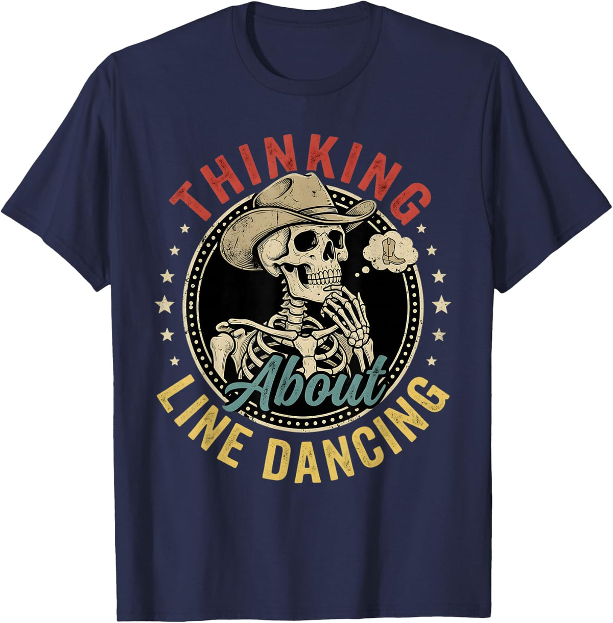 Line Dance Skull Line Dancing Line Dancer T-Shirt - Navy Blue