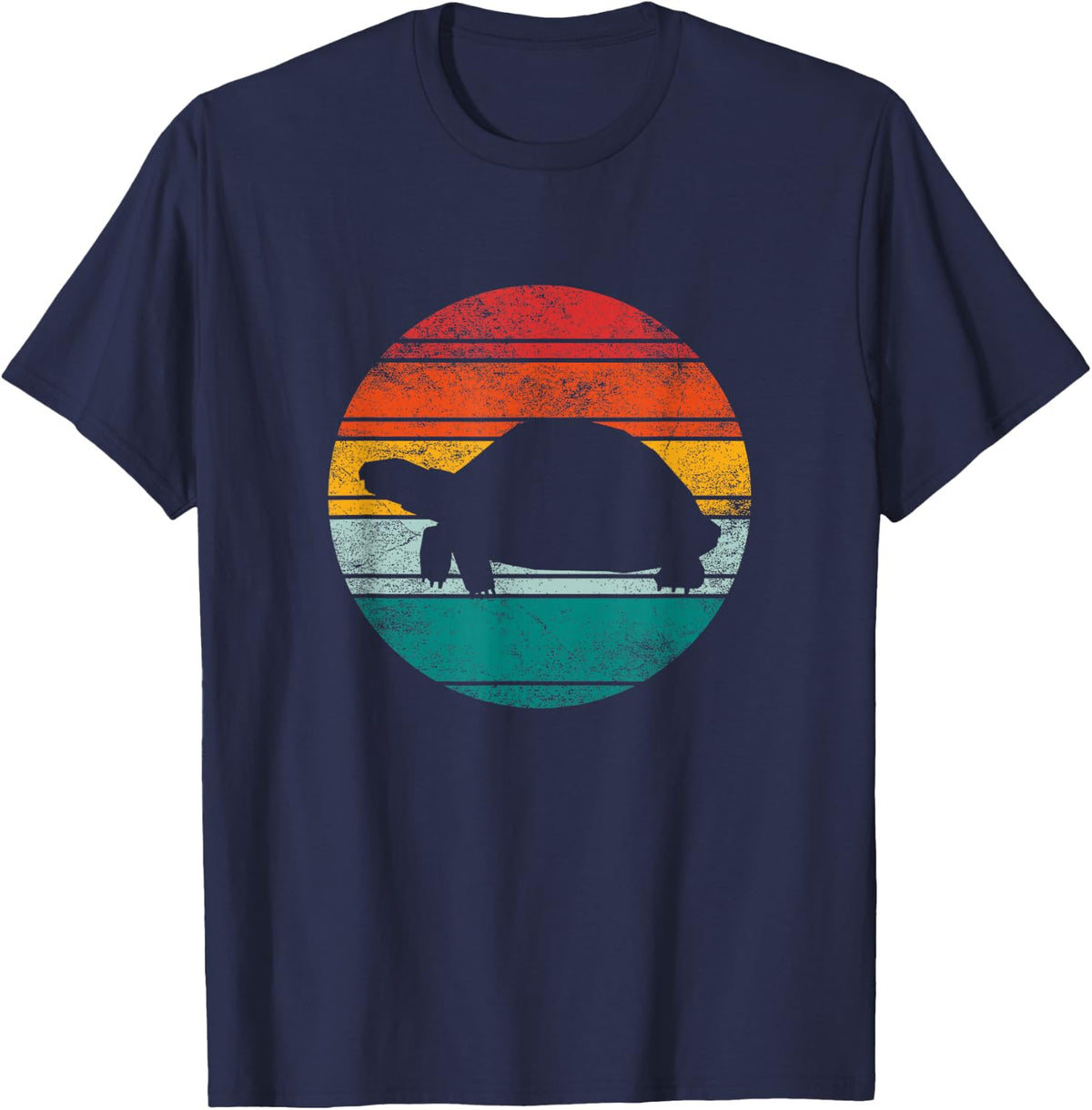 Tortoise Turtle Vintage Retro Ocean Sun Animal Love Sea Zoo T-Shirt - Navy Blue