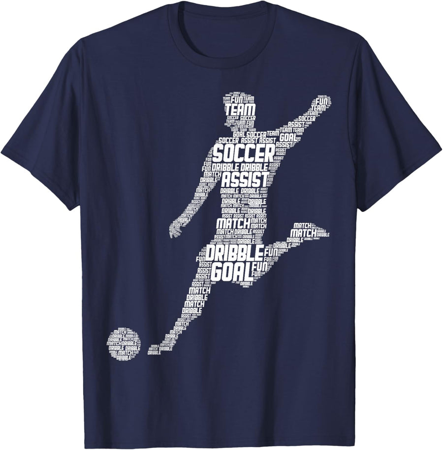 Soccer Player Tees T Shirts for Men Kids Boys Soccer Shirt Gift - Navy Blue