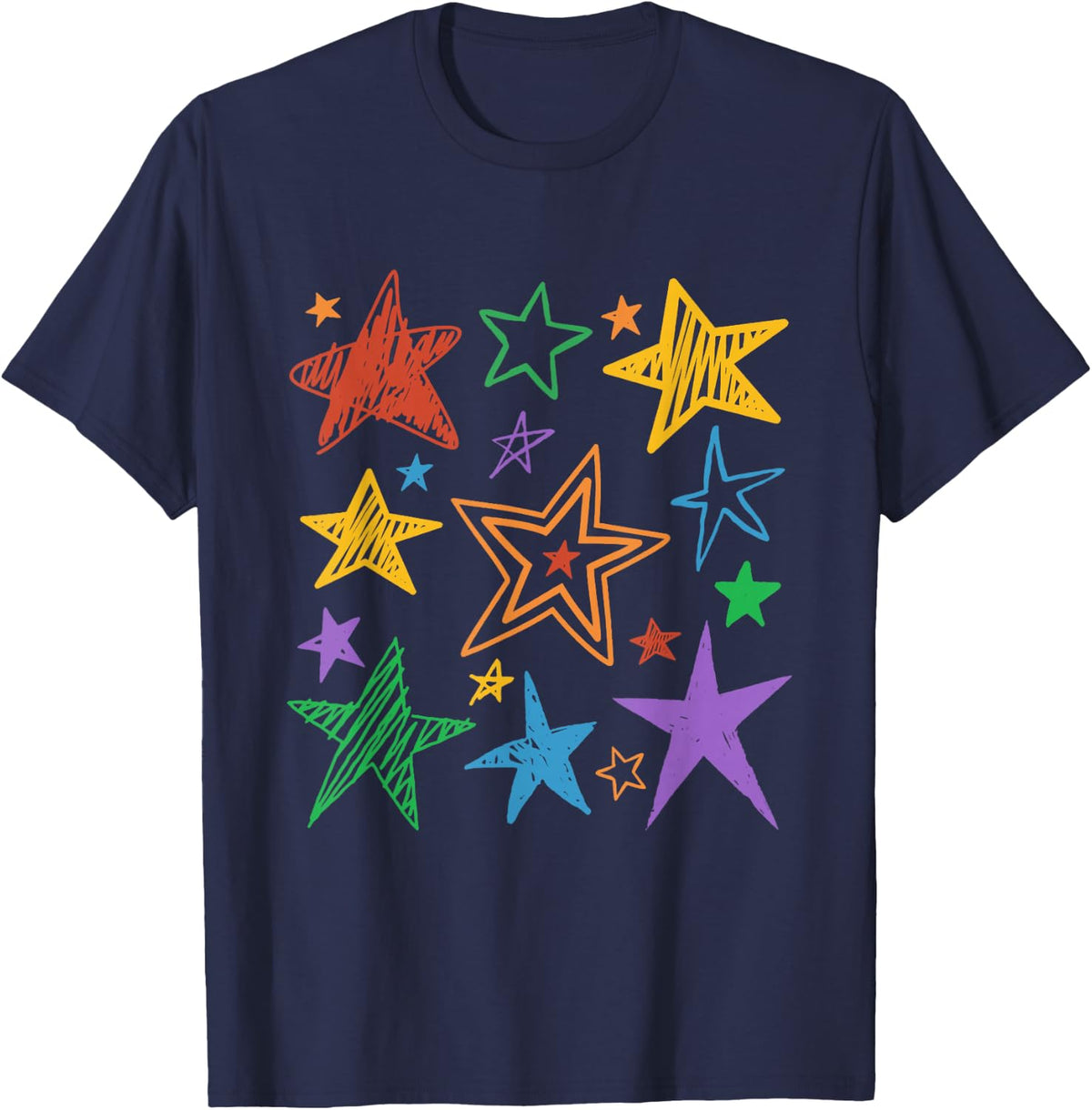 Subtle Pride Month Rainbow Stars LGBTQ LGBT Ally T-Shirt - Navy Blue