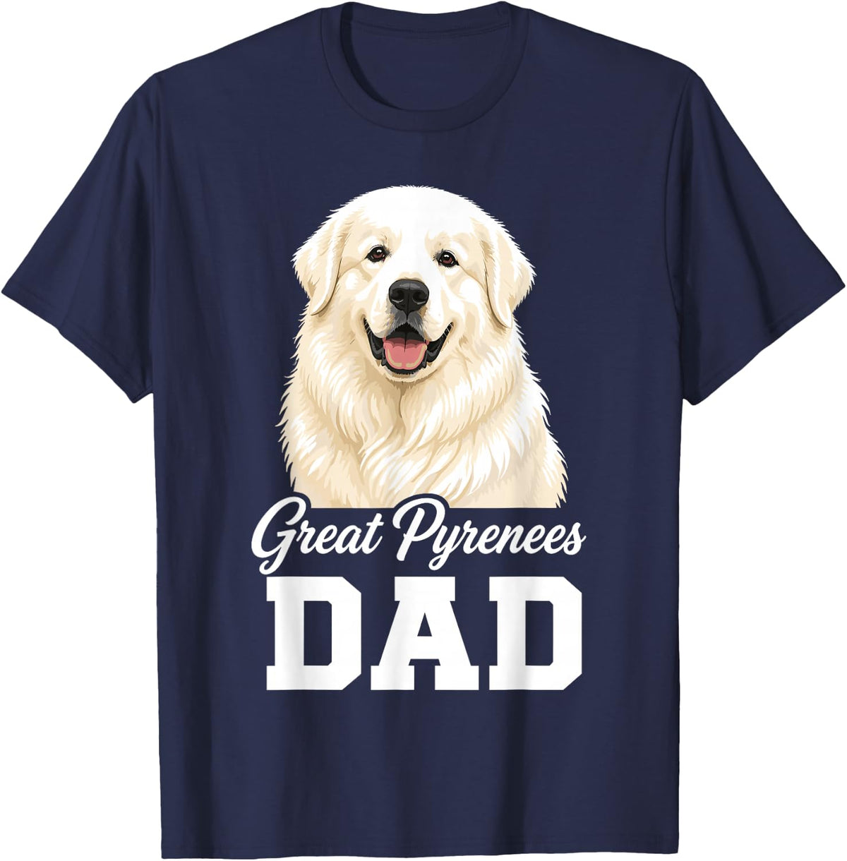 Cool Great Pyrenees Art for Men Boy Dad Great Pyrenees Lover T-Shirt - Navy Blue