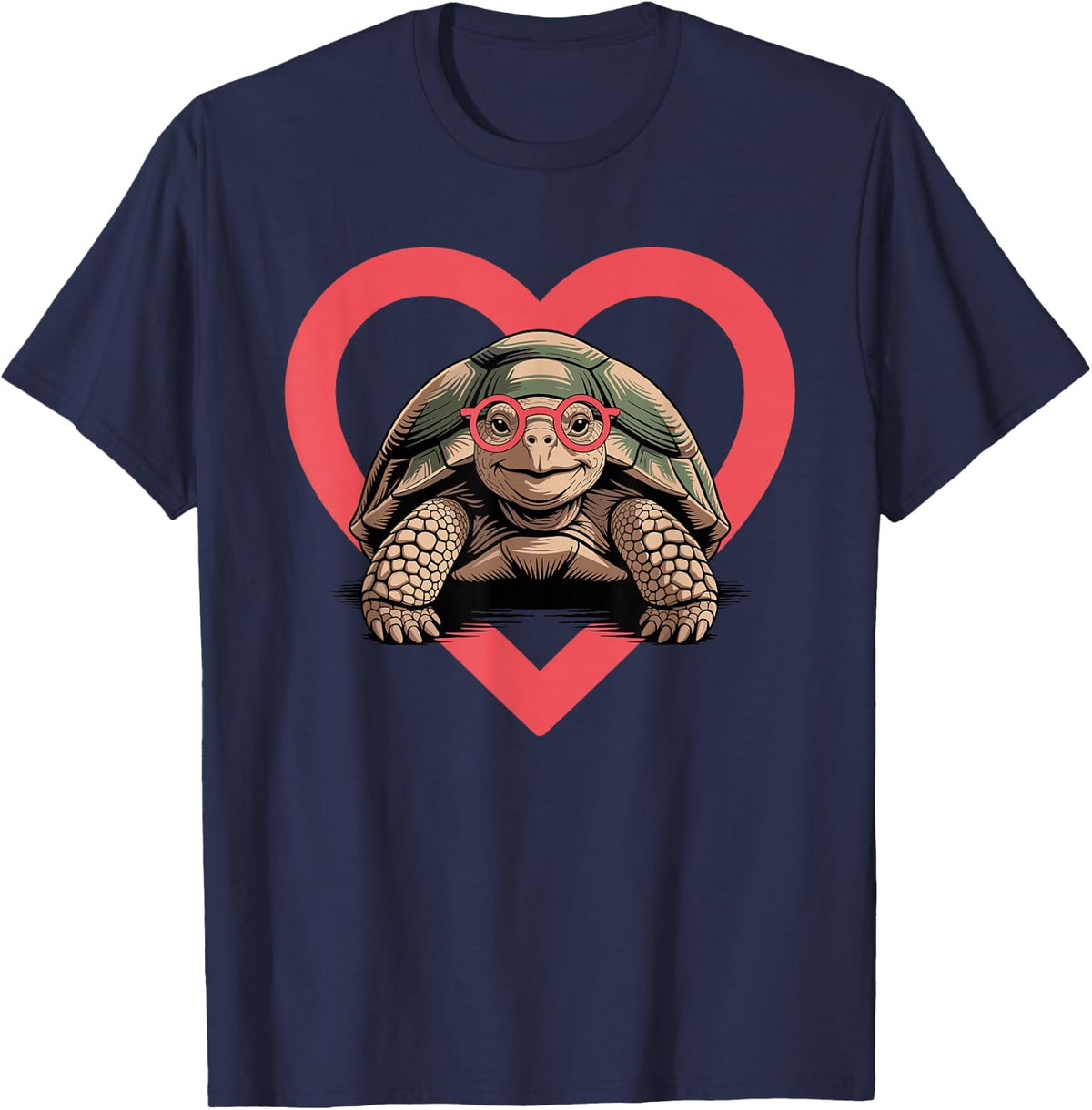 Heart Tortoise Glasses Tortoises T-Shirt - Navy Blue