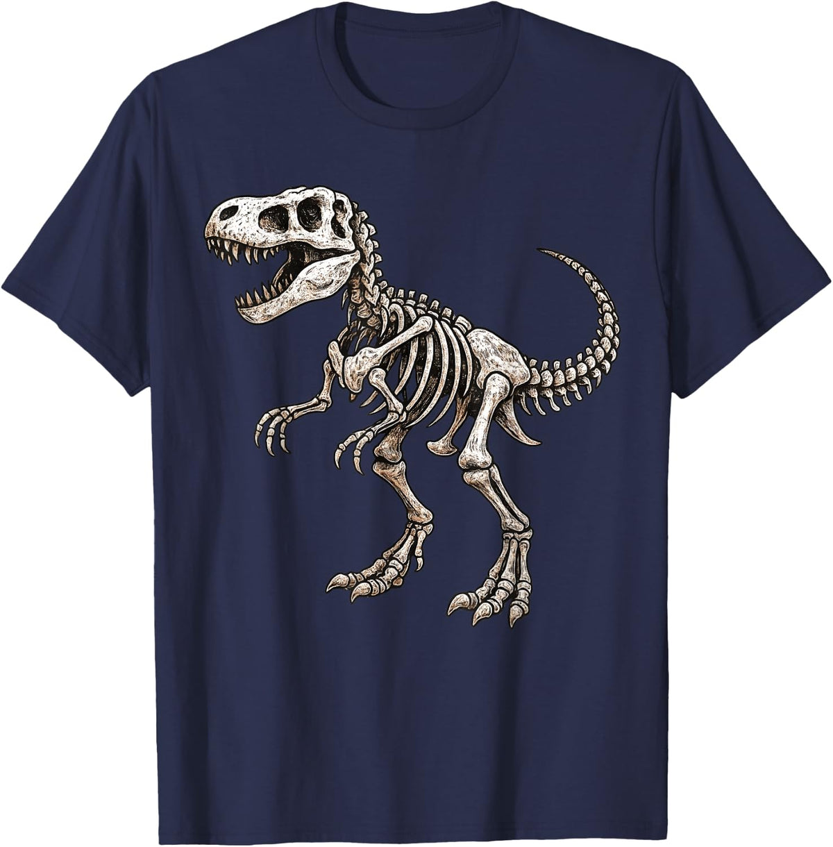 Dinosaur Skeleton T rex Scary Halloween Costume Boys Kids T-Shirt - Navy Blue