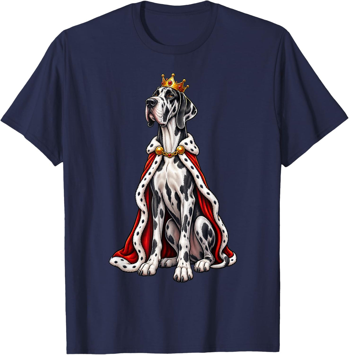 Regal Great Dane Portrait Design T-Shirt - Navy Blue