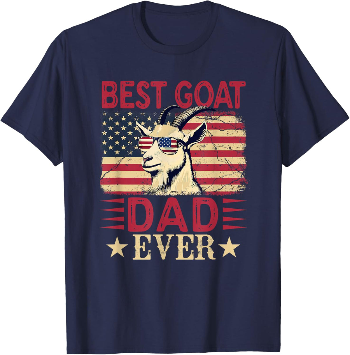 Best Goat Owner Dad Ever Father's Day US Flag Farmer T-Shirt - Navy Blue