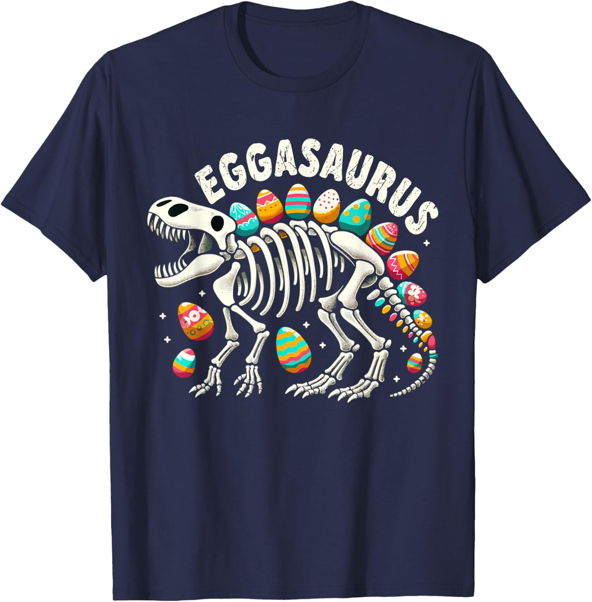 Eggasaurus Easter Stegosaurus Dinosaur T-Shirt - Navy Blue