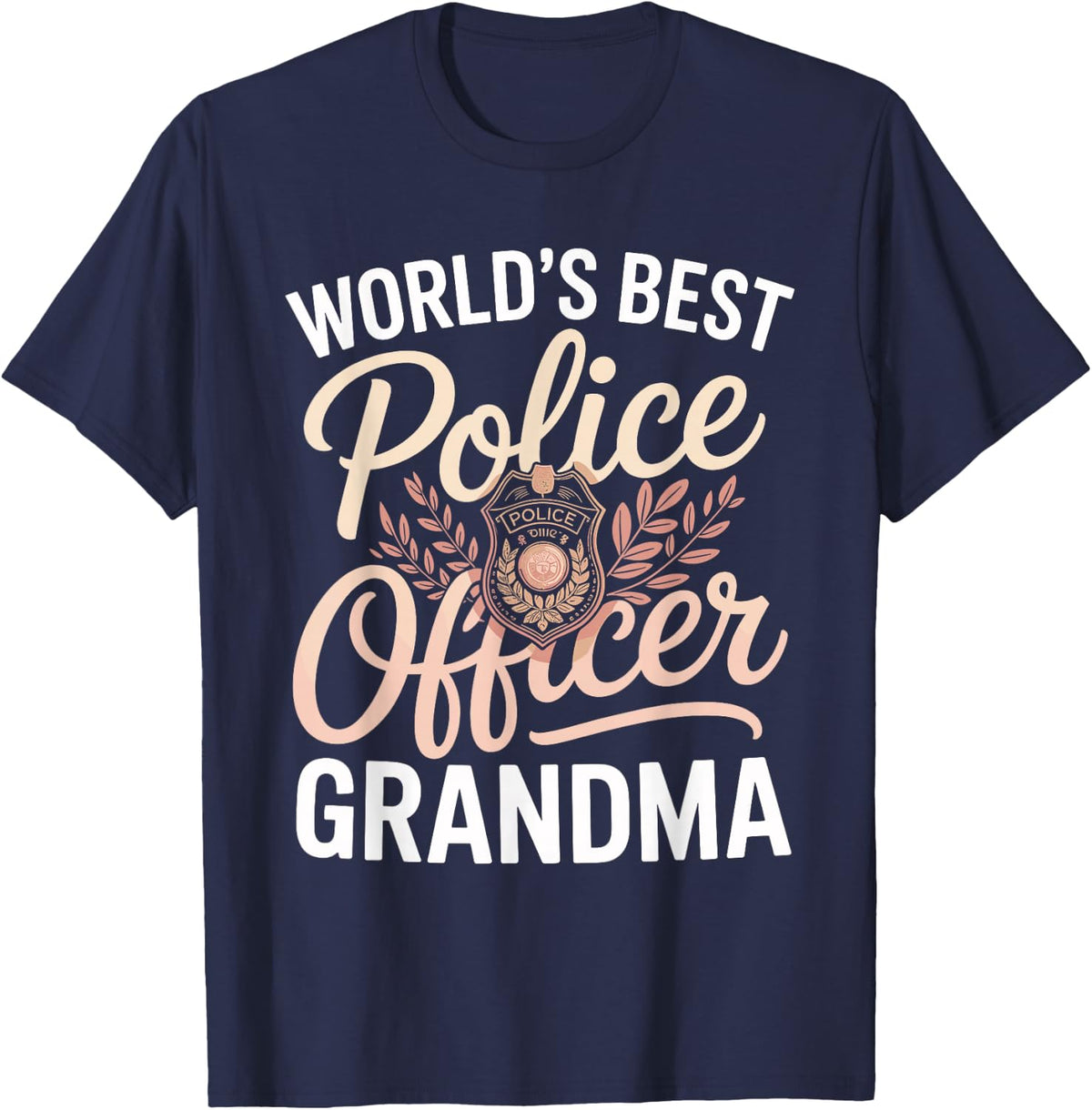 World's Best Police Officer Grandma Cop T-Shirt - Navy Blue
