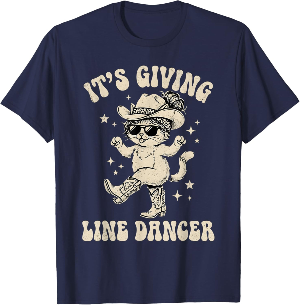 Line Dancer Cat Line Dance Line Dancing T-Shirt - Navy Blue