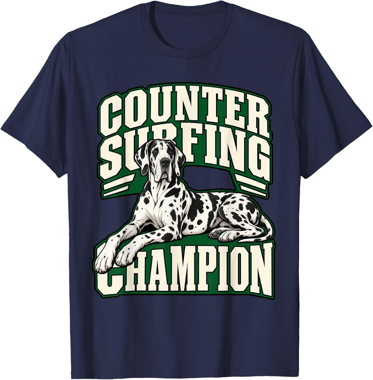 Great Dane Counter Surfing Champion Dane Mom Giant Breed T-Shirt - Navy Blue