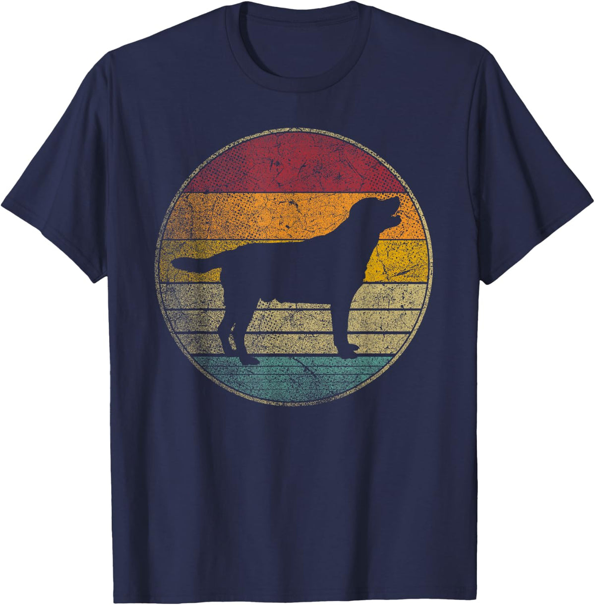 Labrador Retriever Dog Vintage Distressed Retro Silhouette T-Shirt - Navy Blue