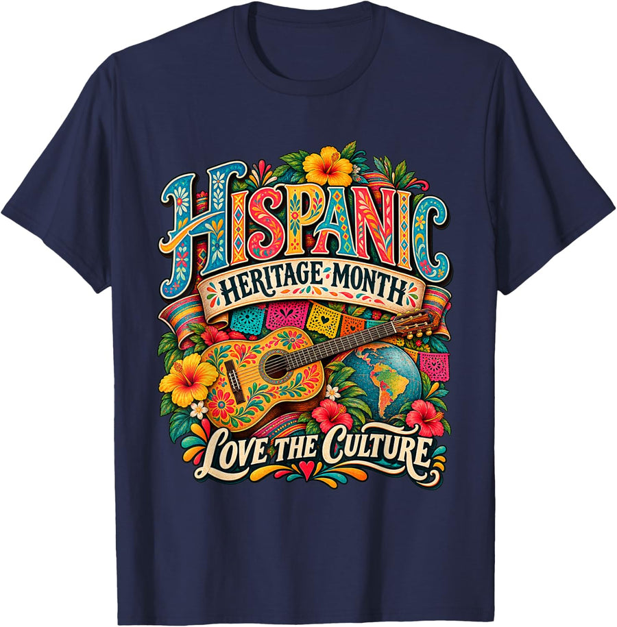 Hispanic Heritage Month Love The Culture Latino Pride T-Shirt - Navy Blue
