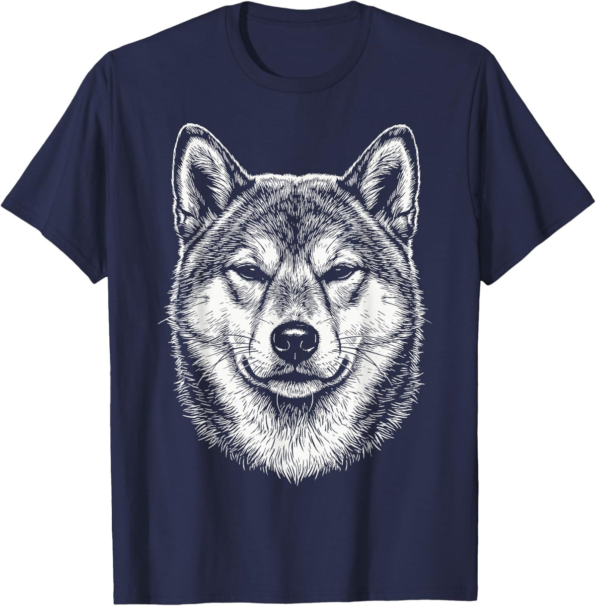 Shiba Inu Illustration Summer T-Shirt - Navy Blue