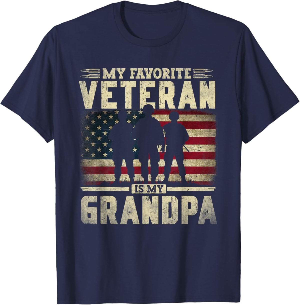 Father's Day Veterans Day My Favorite Veteran Is My Grandpa T-Shirt - Navy Blue