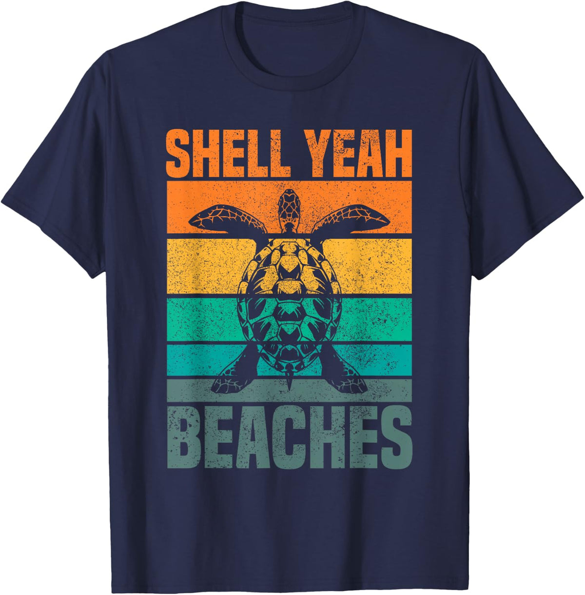 Vintage Shell Yeah Tortoise Lover Gift Marine Animal Turtle Tees T-Shirt - Navy Blue