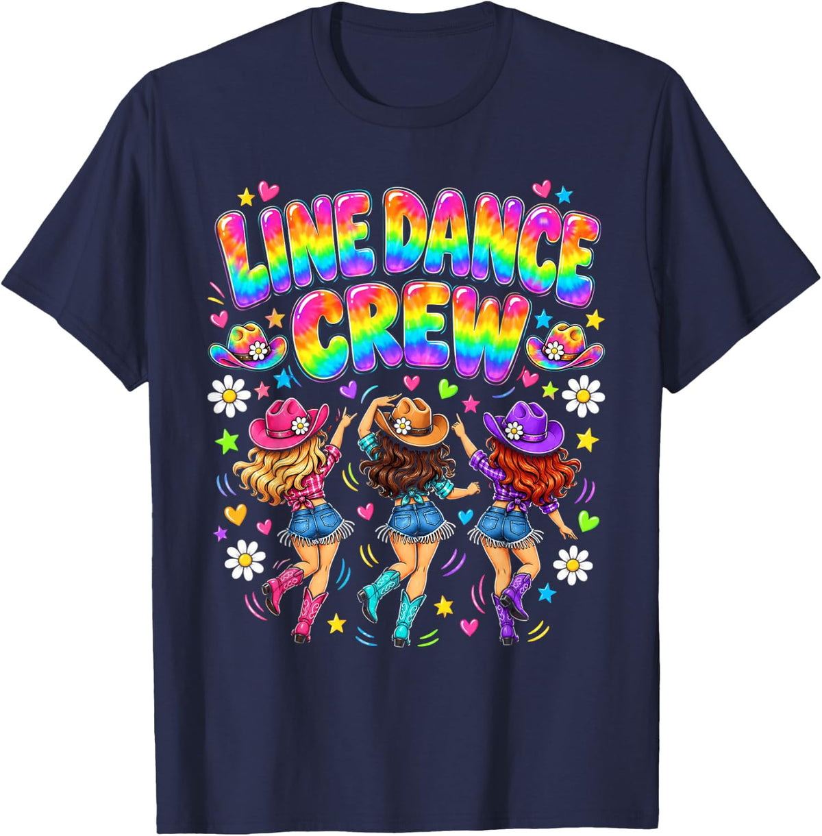 Line Dance Crew Country Music T-Shirt - Navy Blue