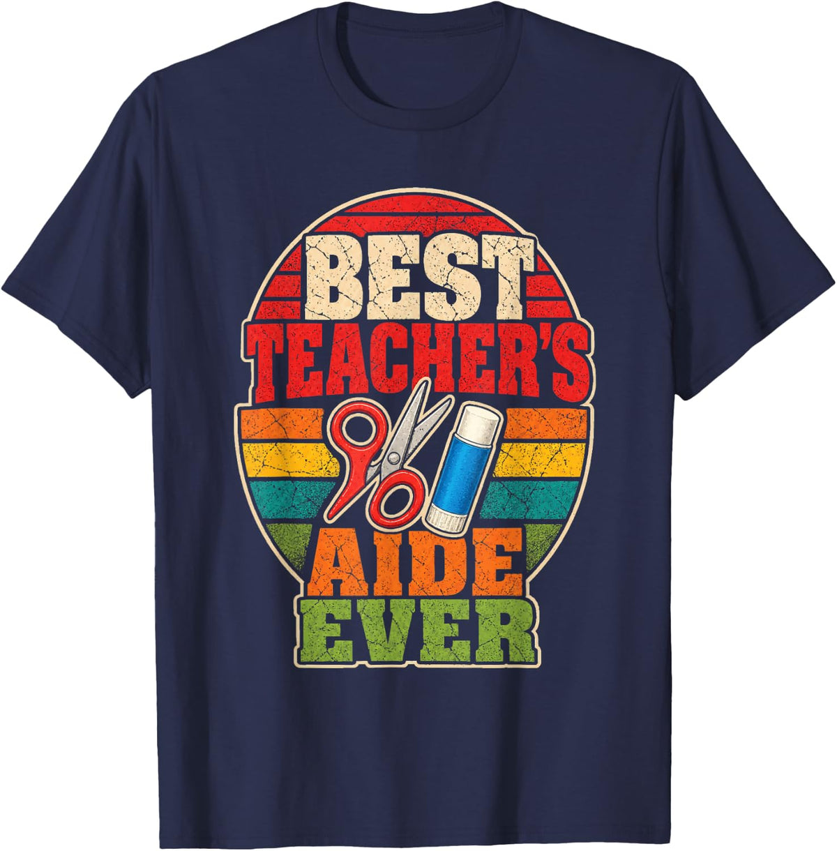 Teacher Aide Gift Paraprofessional School Retro Vintage T-Shirt - Navy Blue
