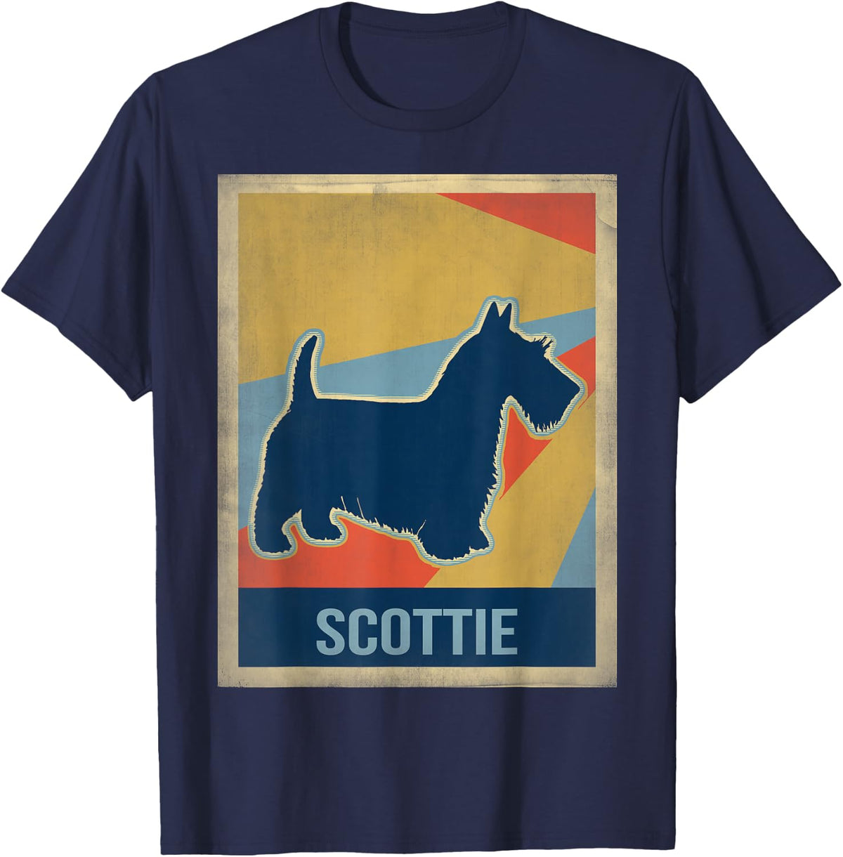 Vintage style scottie Tshirt - Navy Blue
