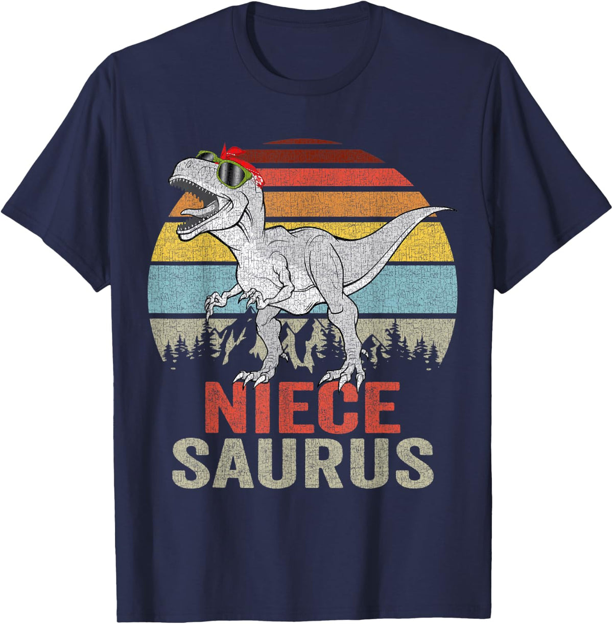 Niecesaurus T Rex Dino Niece Saurus Family Dinosaur Women T-Shirt - Navy Blue
