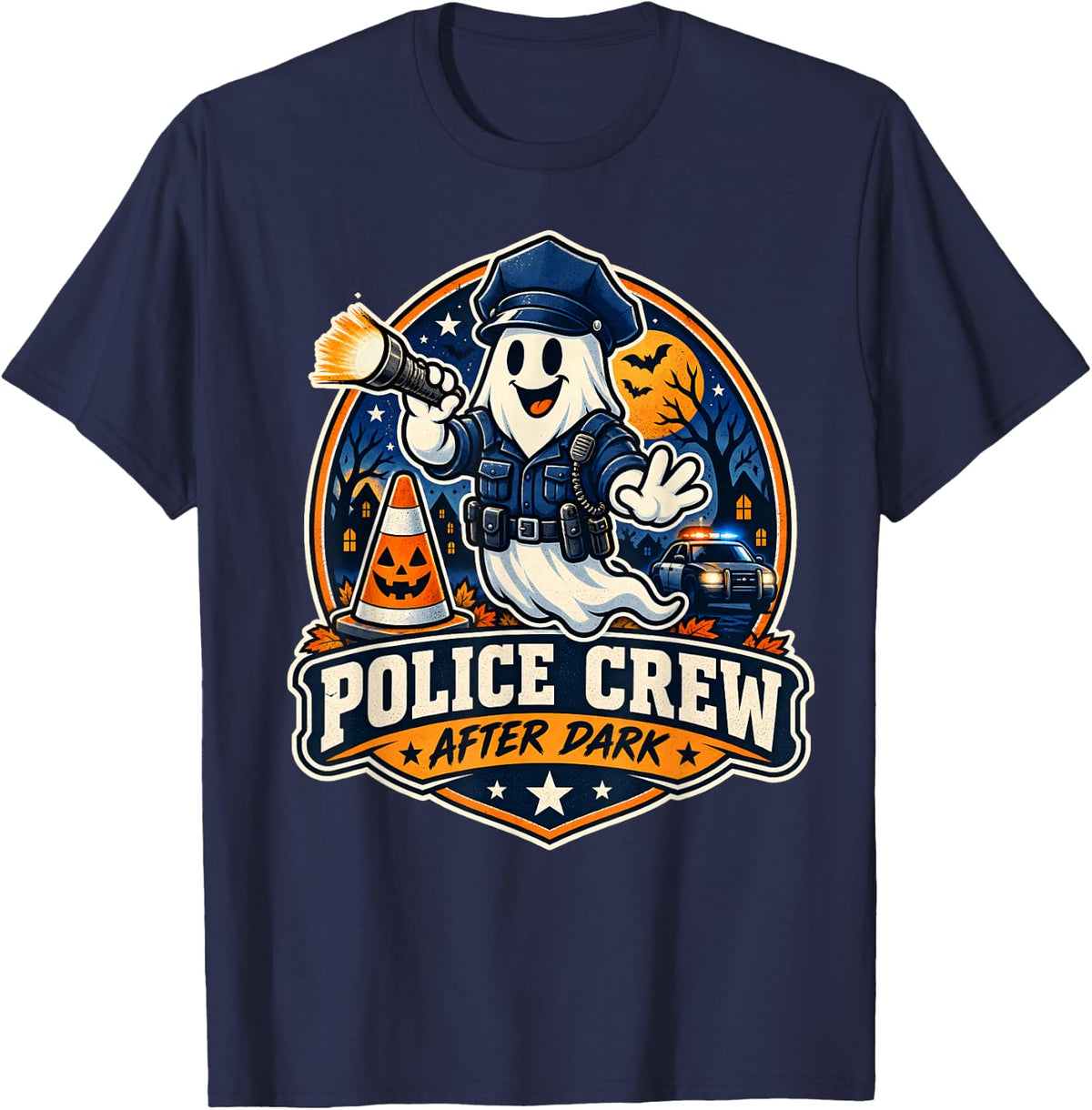 Police Crew After Dark Police Officer Halloween T-Shirt - Navy Blue