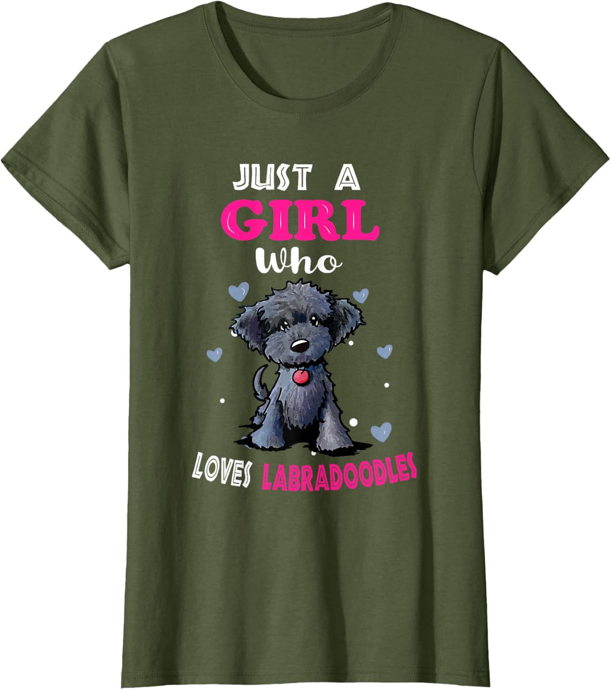 Just a Cute Girl Who Loves Labradoodles Dog T-Shirt - Olive Green