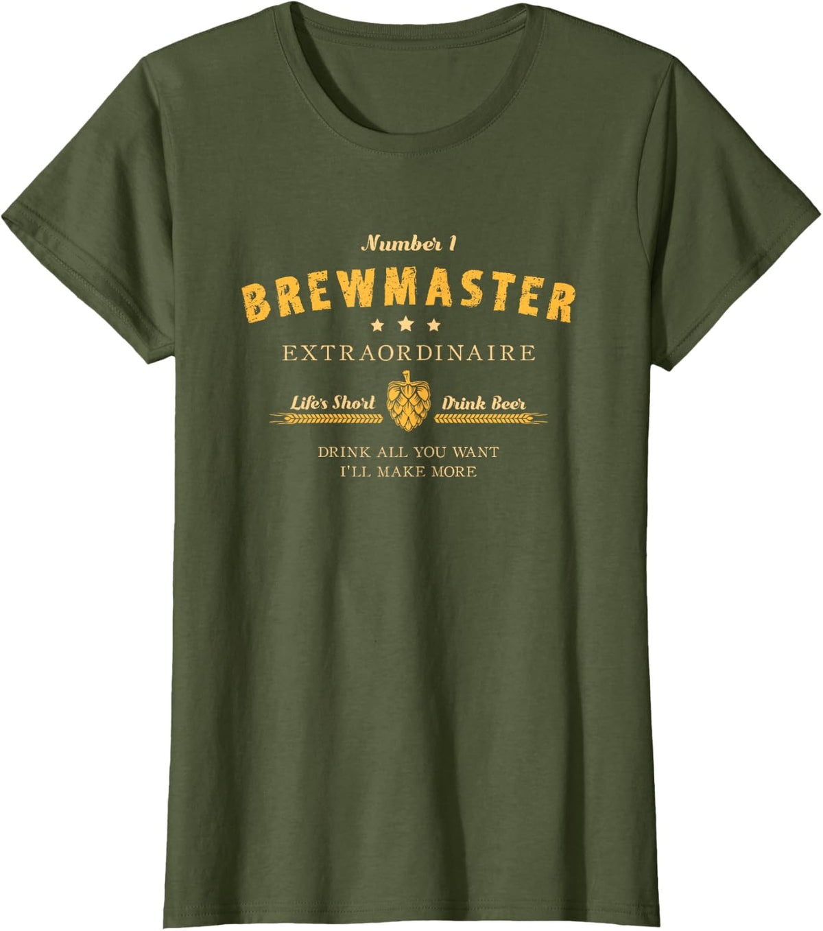 Brewmaster Home Brewing Beer Brewer Gift Idea T-Shirt - Olive Green