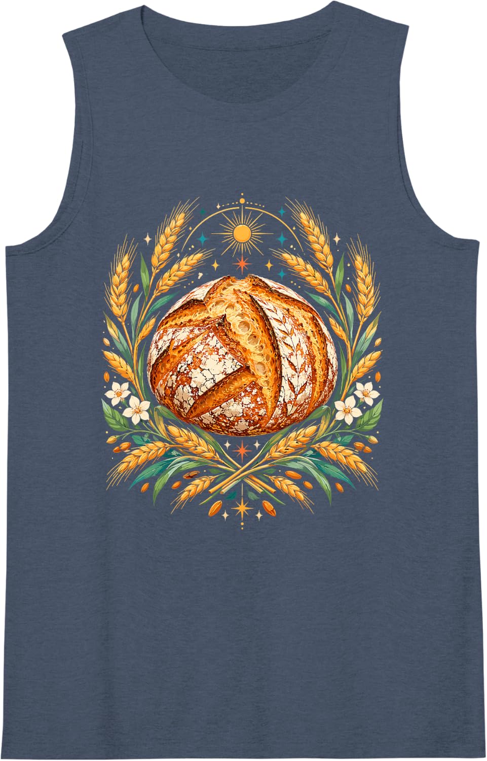 Women's Sourdough Wheat Baking Home Bakers Sleeveless Tank Top - Navy Blue