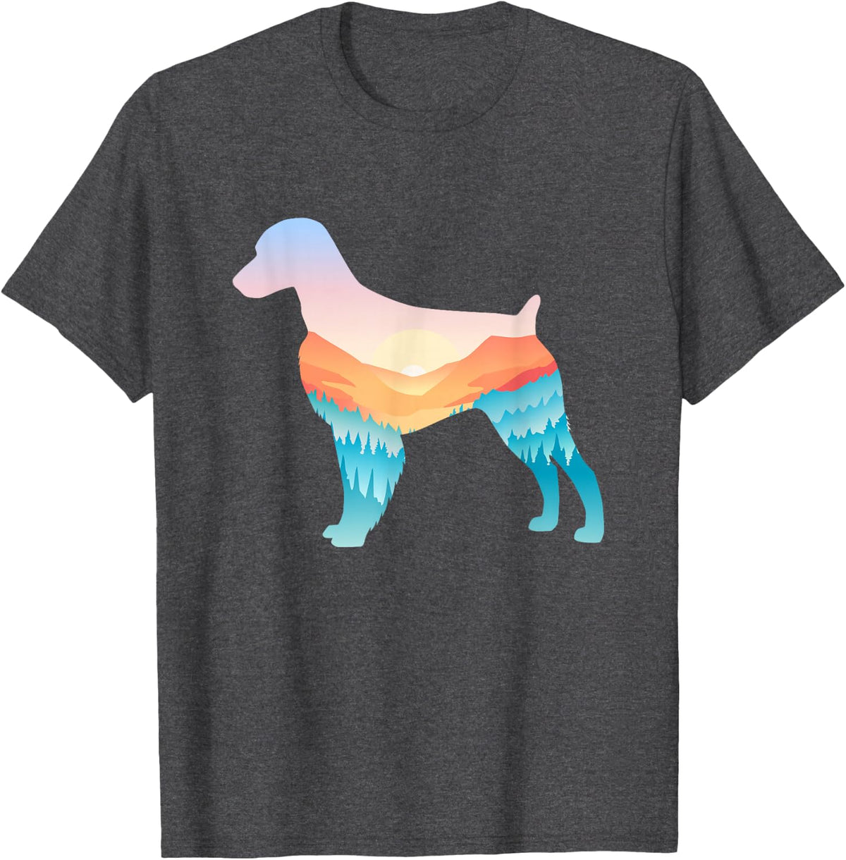 Brittany Nature Hiking Dog Sunrise Adventure T-Shirt - Dark Heather Grey