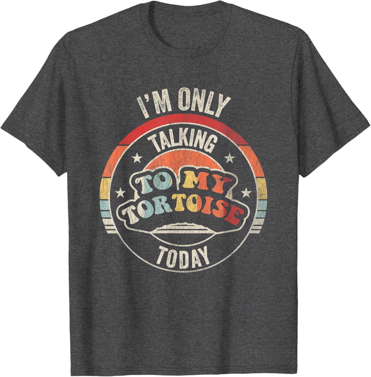 Retro Tortoise Lover Funny Vintage 70s Style Emblem T-Shirt - Dark Heather Grey