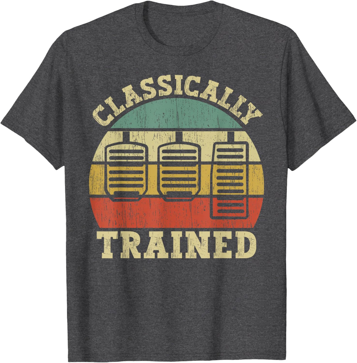 Vintage Three Pedals Classically Trained Manual Transmission T-Shirt - Dark Heather Grey