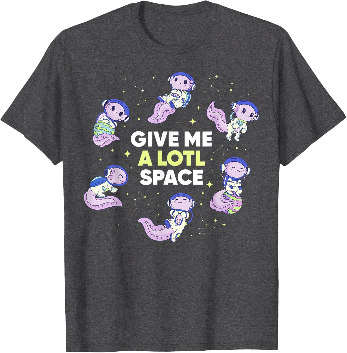 Space Axolotl T-Shirt - Dark Heather Grey