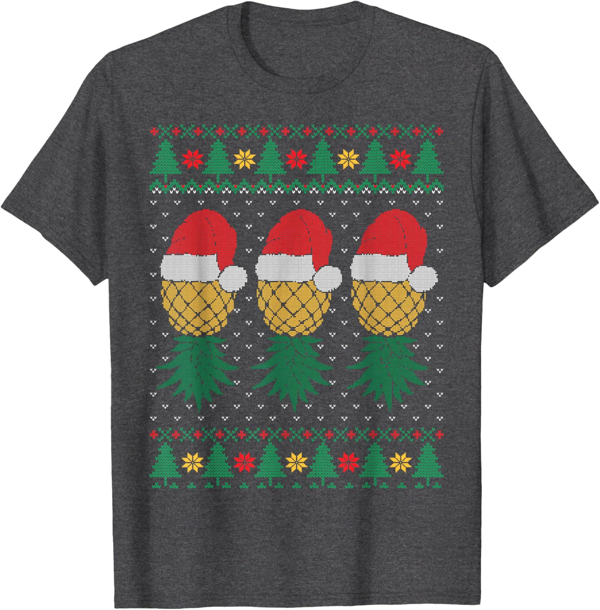 Upside down pineapple Ugly Christmas Sweater, ananas T-Shirt - Dark Heather Grey