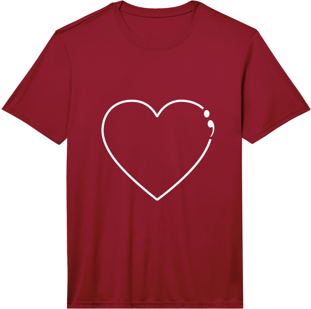 Heart Semicolon Mental Health Awareness Performance T-Shirt - Red