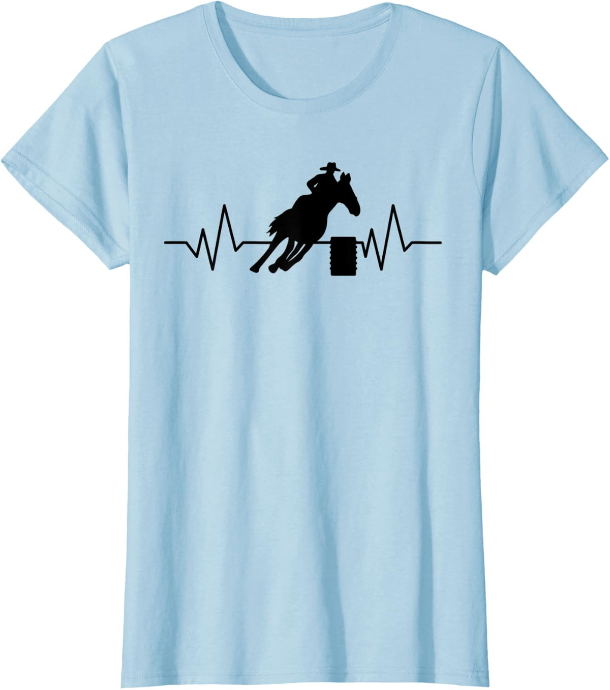 Barrel Racing Horse Rodeo Heartbeat Crazy About Horses T-Shirt - Baby Blue
