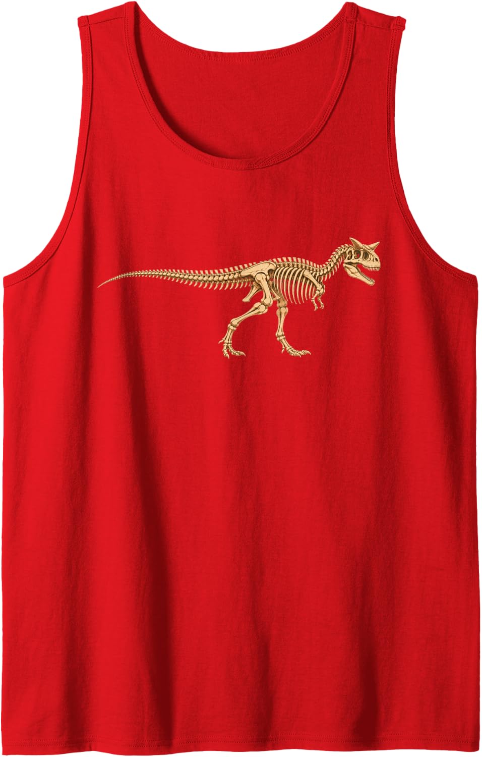 Men's Carnotaurus Skeleton Prehistoric Dinosaur Sleeveless Tank Top - Red