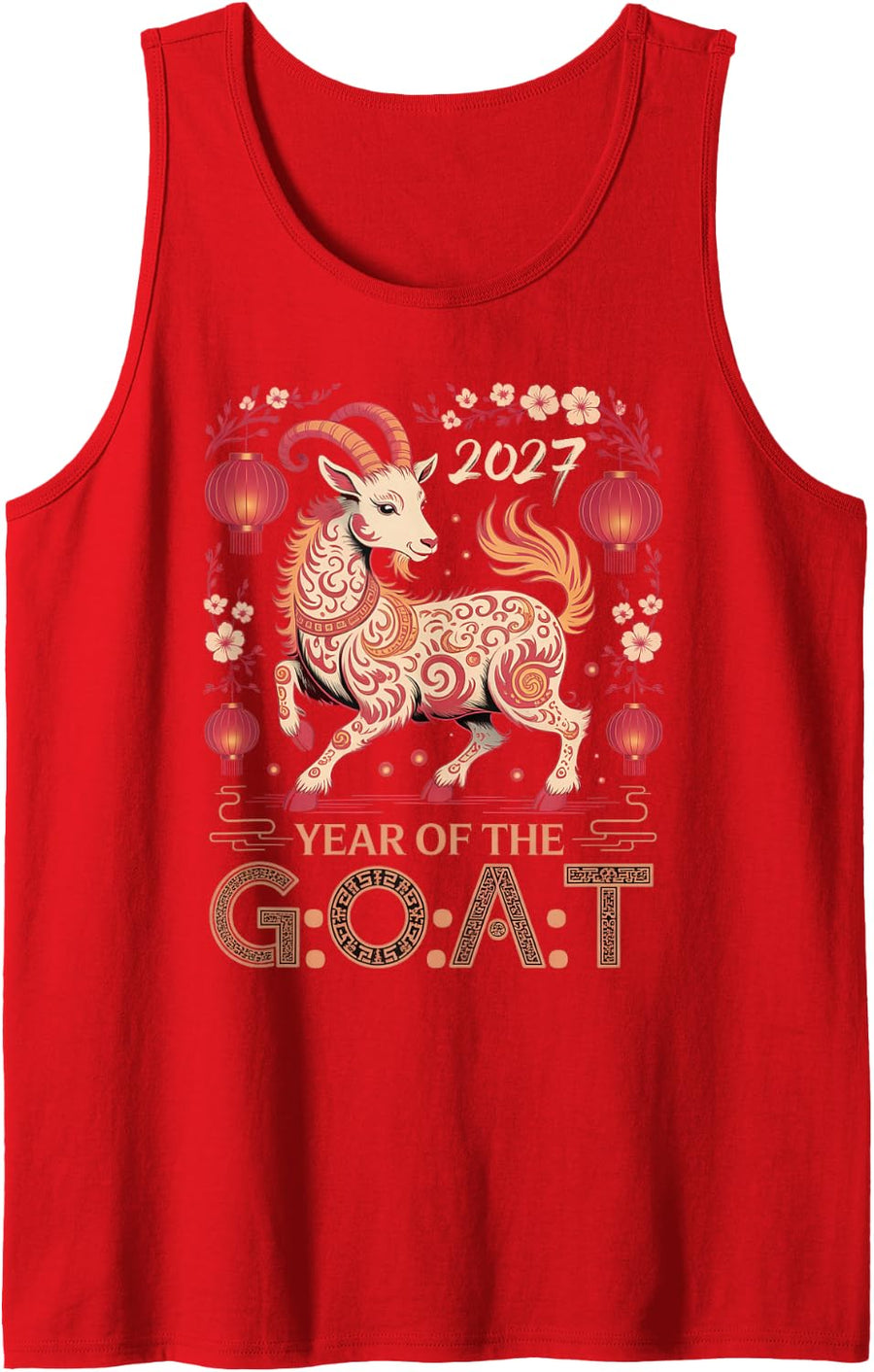 Cute 2027 Chinese New Year of Fire Goat Baby Kids Mom Girls Sleeveless Tank Top - Red
