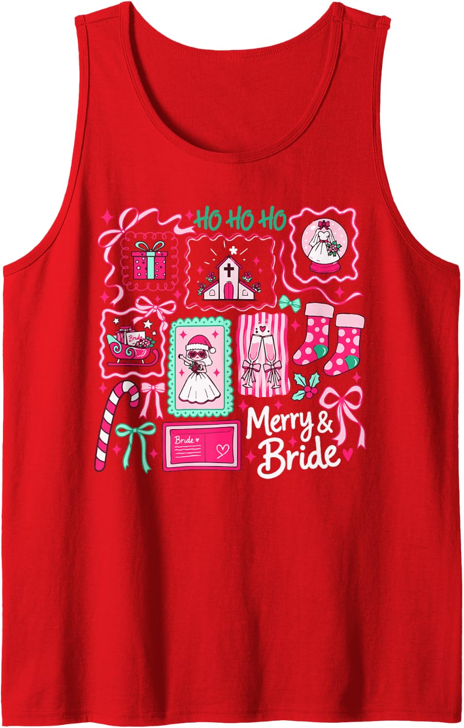 Merry & Bride Christmas Bachelorette Future Mrs. Coquette Sleeveless Tank Top - Red