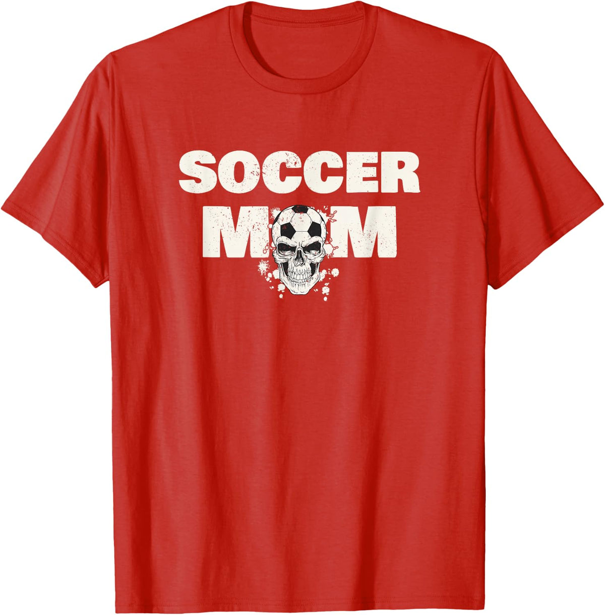 Soccer Mom Mother Football Playing Skull Goal T-Shirt - Red